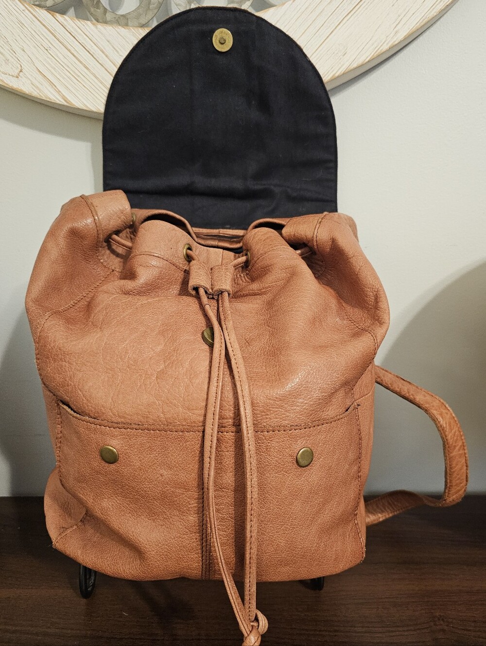 Day & Mood Leather Drawstring Backpack - Picture 2 of 9